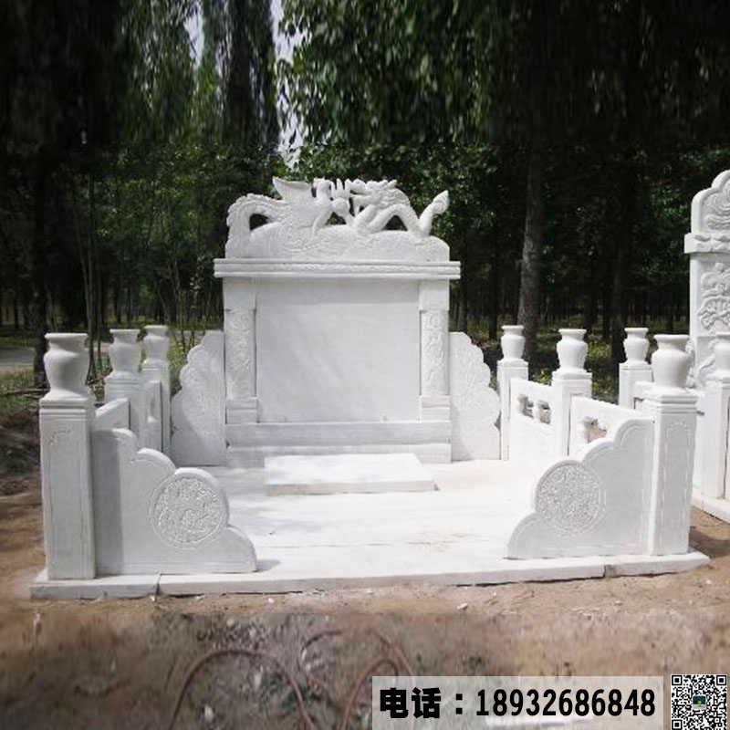 汉白玉石雕大型墓碑墓地安装案例