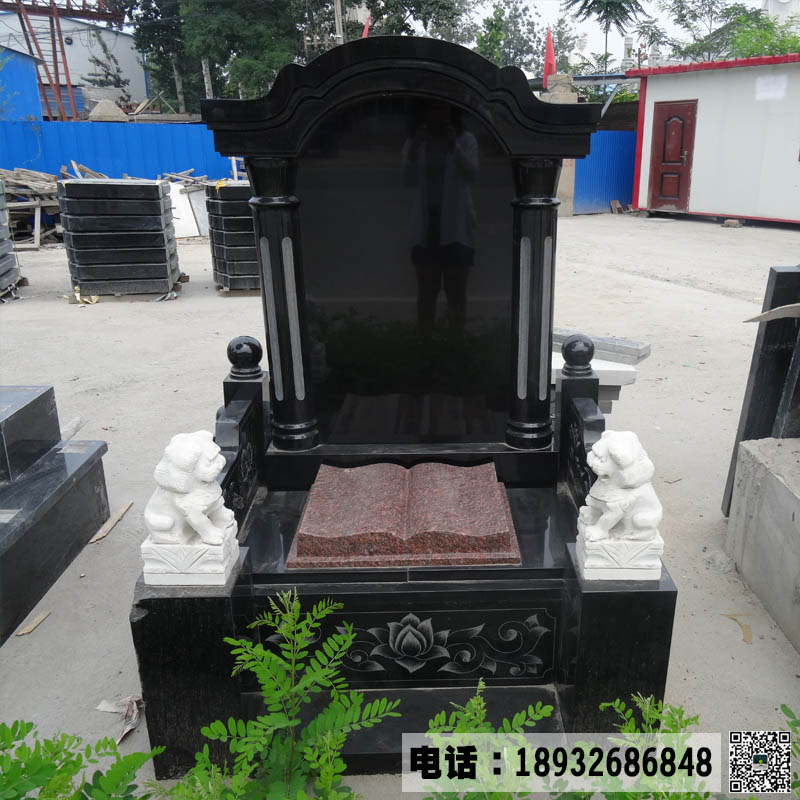 中国黑花岗岩石雕墓碑造型图片价格-02